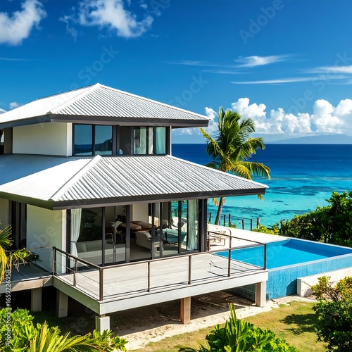 Modern beachfront villa with infinity pool