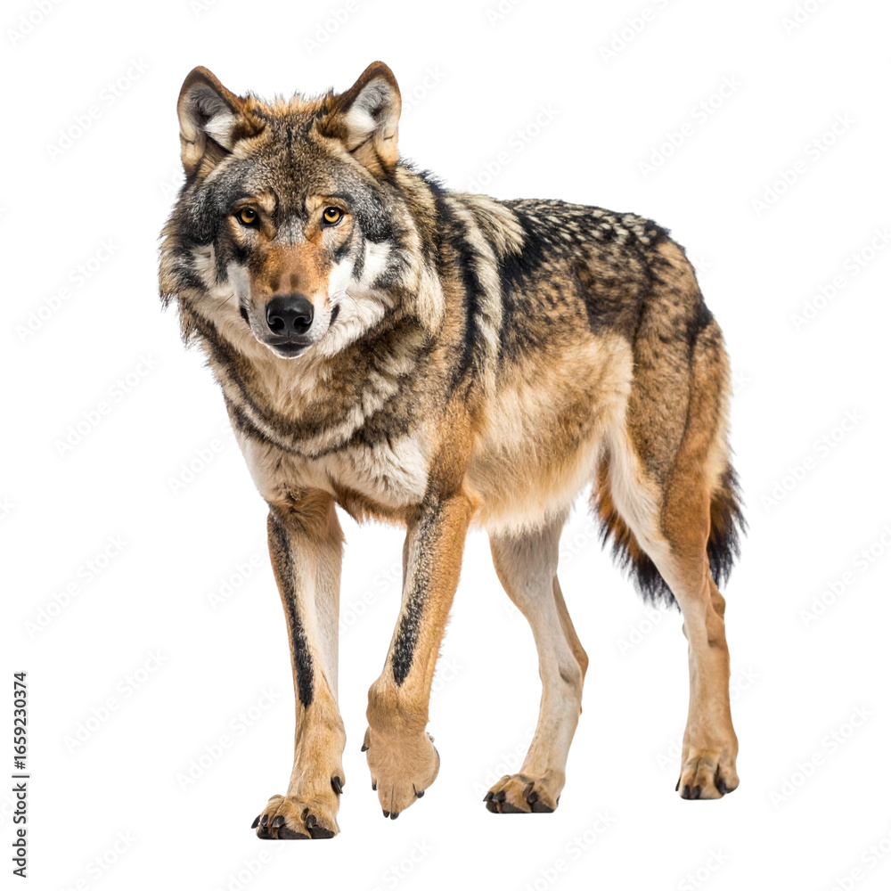 Fototapeta premium Large Wolf Standing on Transparent Background
