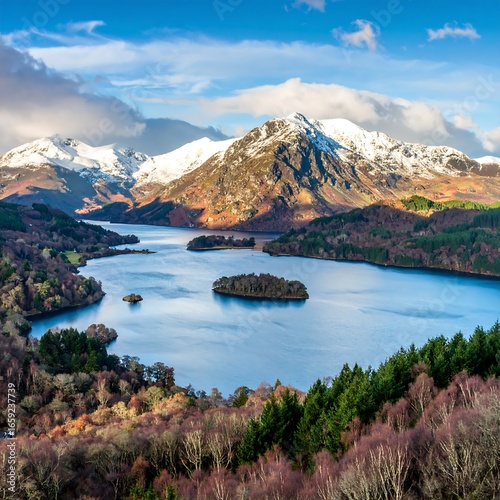 Scenic mountain lake landscape