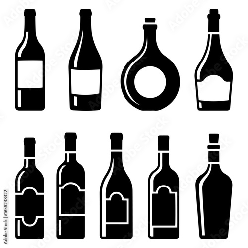 set of wine bottles