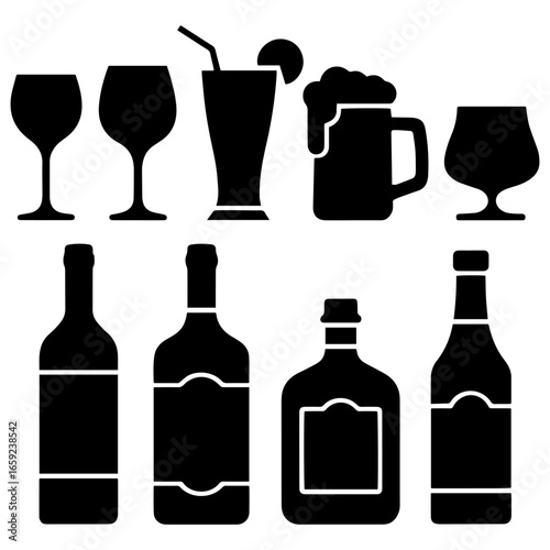 set of alcohol drinks
