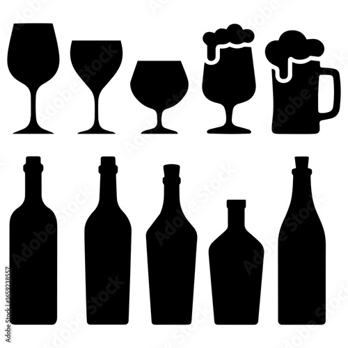 wine bottles and glasses