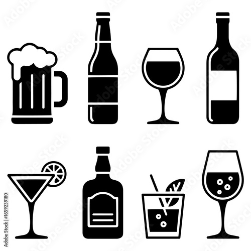 set of alcohol drinks