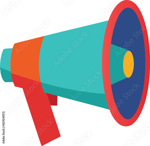 Cartoon megaphone with sound waves isolated on white background 