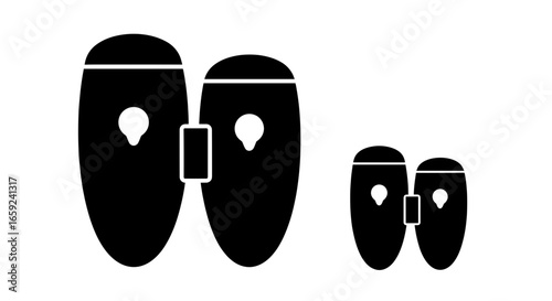 Pair of black congas, large and small sizes shown.