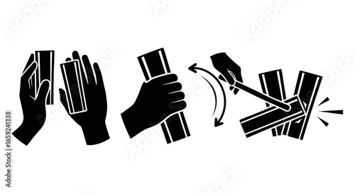 Illustration showing the process of sharpening metal bars with a file.