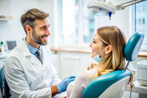 Wallpaper Mural A dentist is talking to a woman in a dental chair Torontodigital.ca