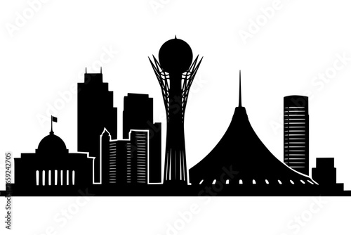 Silhouette of Astana city on transparent background