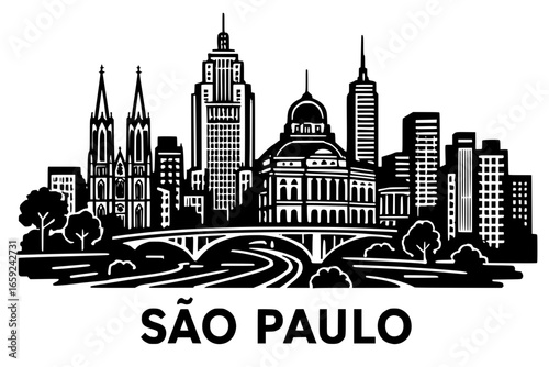 Silhouette of the city of San Paolo on a transparent background