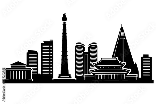 Silhouette of the city of Pyongyang on a transparent background