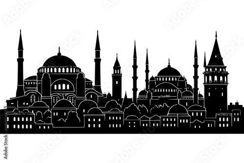 Silhouette of Istanbul city on transparent background