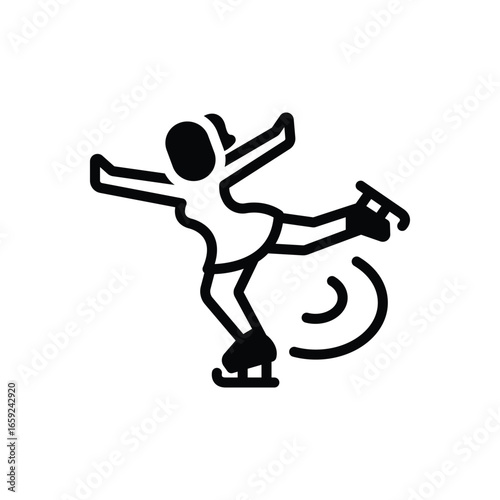 Black solid icon for figure skating