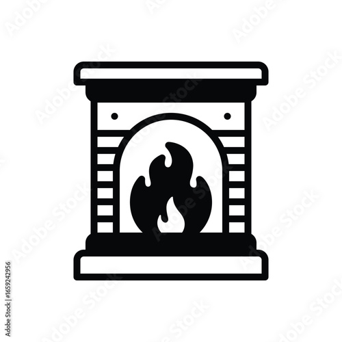 Black solid icon for fireplace