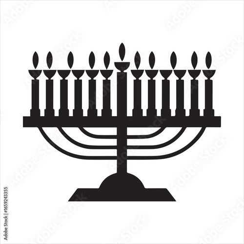 hanukkah menorah line art silhouette vector illustration