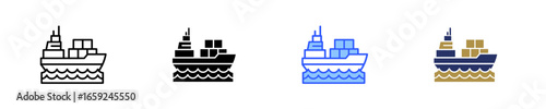 Cargo Ship  Icon Set Multiple Style Collection