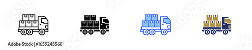 Freight Truck  Icon Set Multiple Style Collection