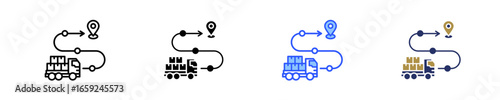 Distribution Route  Icon Set Multiple Style Collection