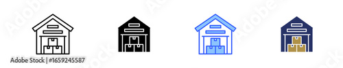 Warehouse  Icon Set Multiple Style Collection