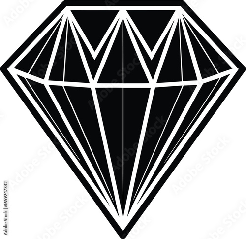 Cut diamond gemstone line art icon vector