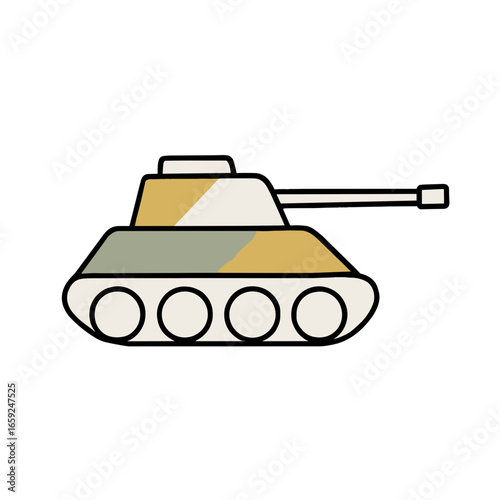 Army tank in flat style with camouflage colors
