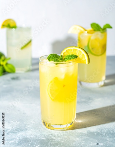 Refreshing citrus drinks with ice