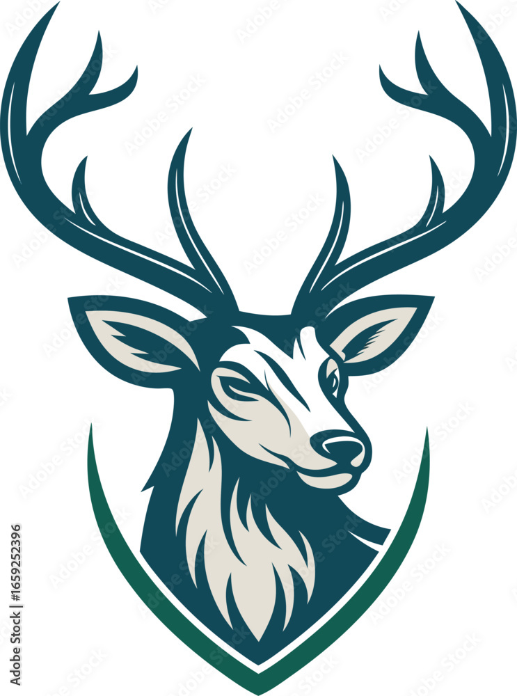 Naklejka premium deer head silhouette vector collection with antlers isolated black hunting emblem design for badges tattoos and logos