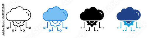 Cloud computing icon set multiple style collection