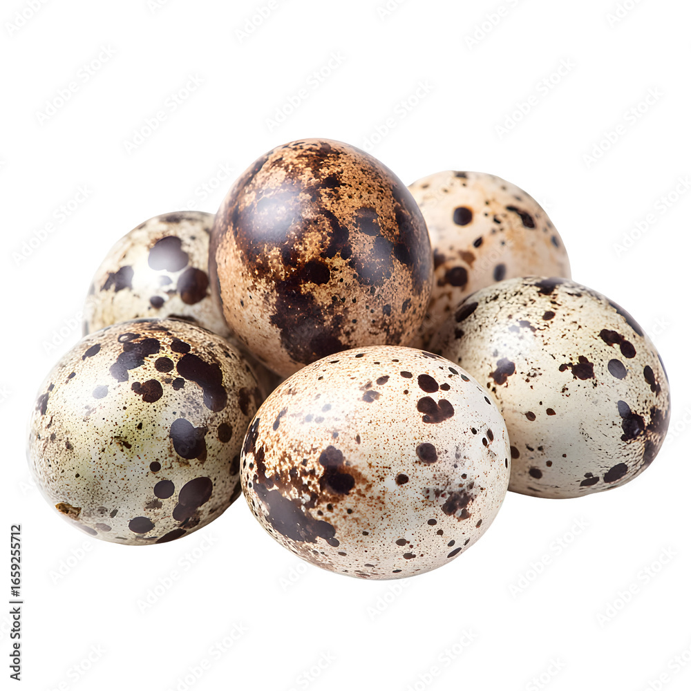 Obraz premium Quail eggs cluster isolated background