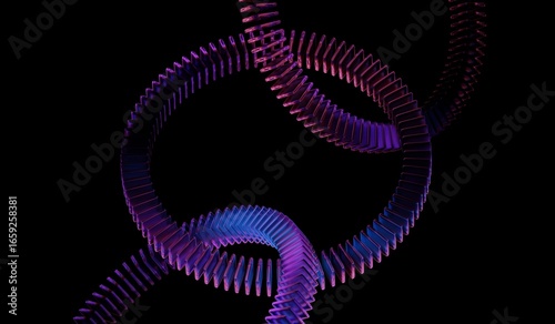 Black 3D background featuring glass chromatic cube block shapes render with abstract crystal pattern, neon light holographic gradient, and blue purple caustic effect. 3D illustration