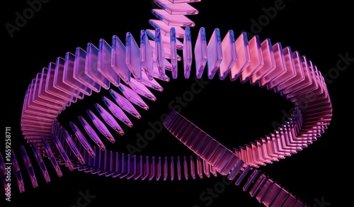 3D illustration showing black 3D background, neon light holographic gradient, abstract crystal pattern, blue purple caustic effect, and glass chromatic cube block shapes render
