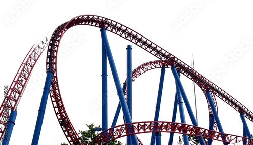 Roller coaster tracks against a white background