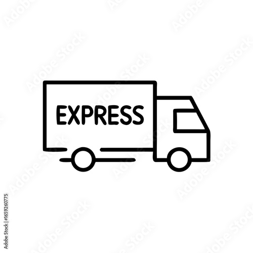 Delivery truck icon in minimalist design with express symbol  