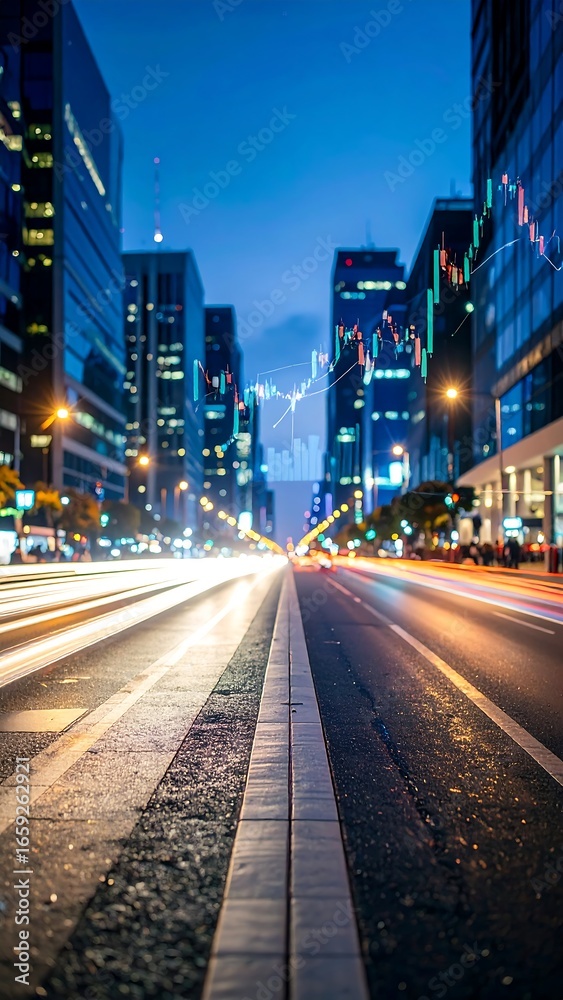 Fototapeta premium Night city street scene