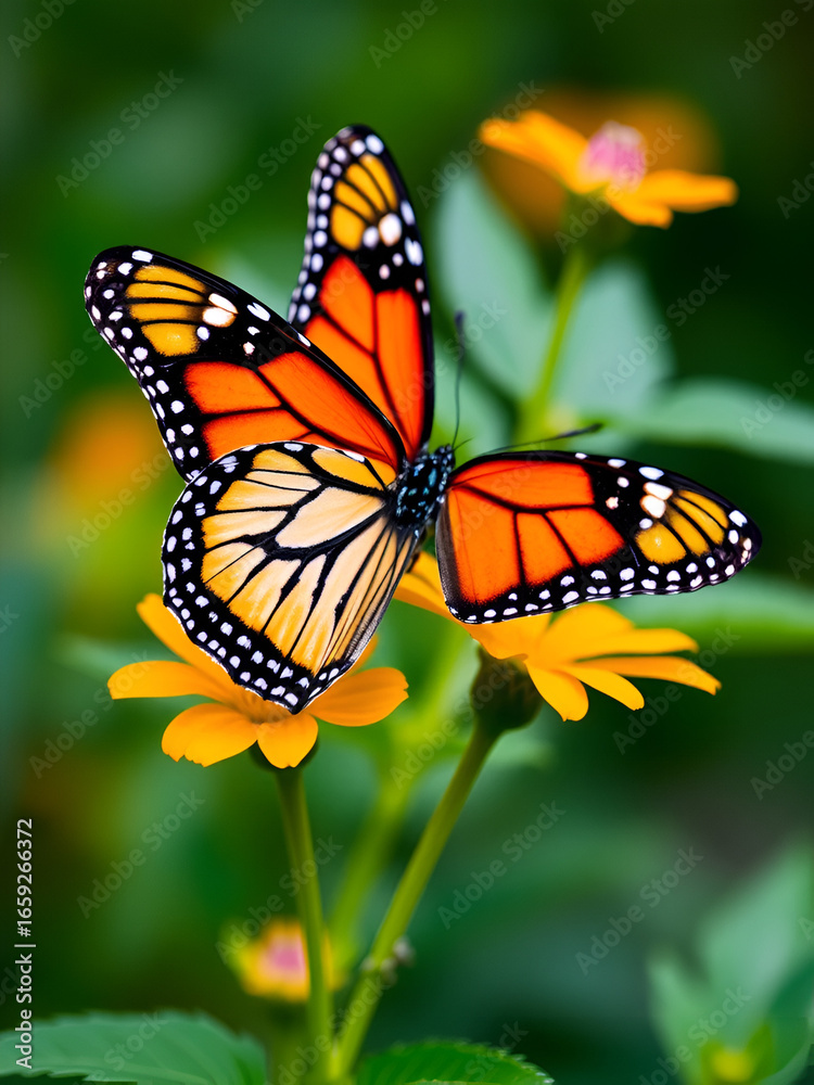 Fototapeta premium vibrant monarch butterfly close up