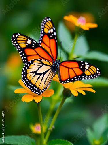 vibrant monarch butterfly close up