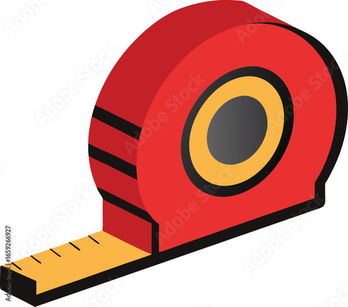 White steel tape measure with centimetre and inches on vivid yellow background