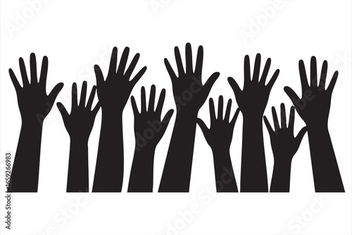 Volunteer and Charity Concept with Raised Hands Vector Illustration