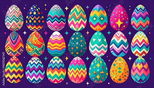 Colorful Easter eggs in a repeating pattern
