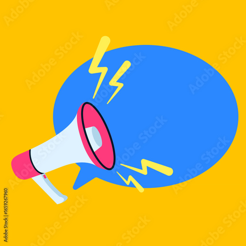 Mega Announcement! Megaphone with speech bubble illustration