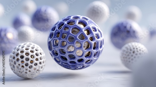 Abstract representation of interconnected spheres in a soft-focus environment with a serene backdrop