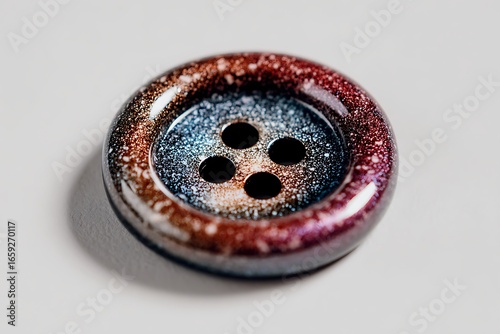 Sparkling Button, Metallic Look, Round Craft Supply, Dark Blue and Maroon Colored