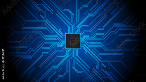 Cpu chip motherboard electronic circuit board background. Quantum computer processors processing data.  Futuristic microchip processor. Digital chip