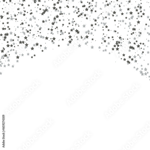 Silver star shaped sparkles confetti frame