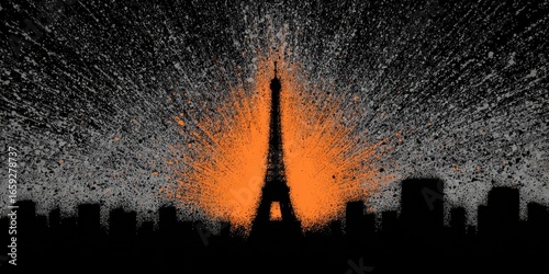 Eiffel tower silhouette at sunset paris landscape art urban dramatic