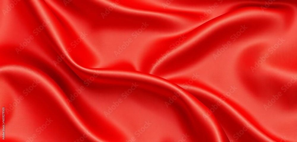 Fototapeta premium Luxurious, smooth red silk fabric with rich texture, close-up, texture background