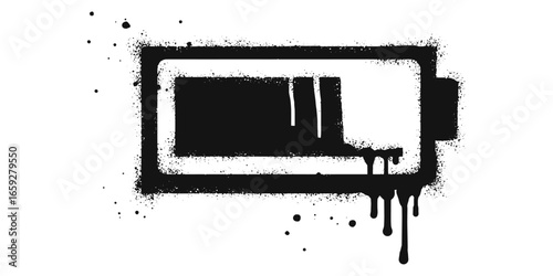 Doodle element battery bar icon. Spray painted graffiti battery bar symbol in black over white. isolated on white background. vector illustration