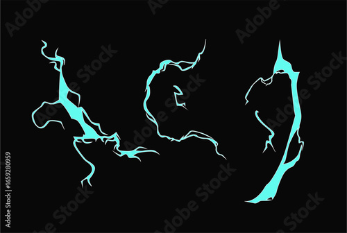 Lightning bolt hit vfx effect impact vector set 
