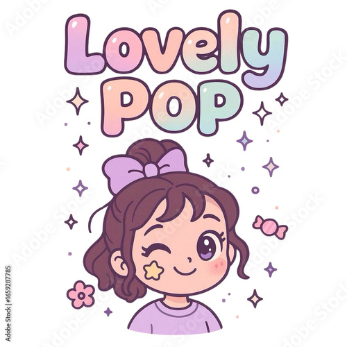 Lovely Pop Bunny Character – Glossy Pastel Kawaii Art for Merch