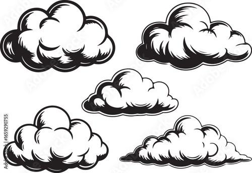 Cloud Collection Vector Set for Weather and Atmospheric Illustrations