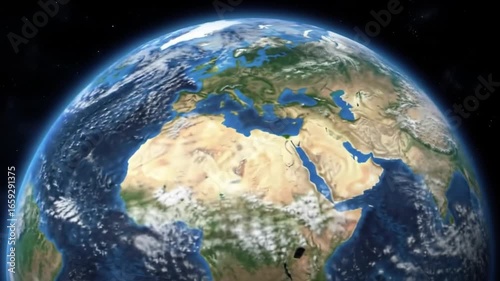 3D Animated Earth with Trees, Ocean, Clouds and Environmental Concept Design